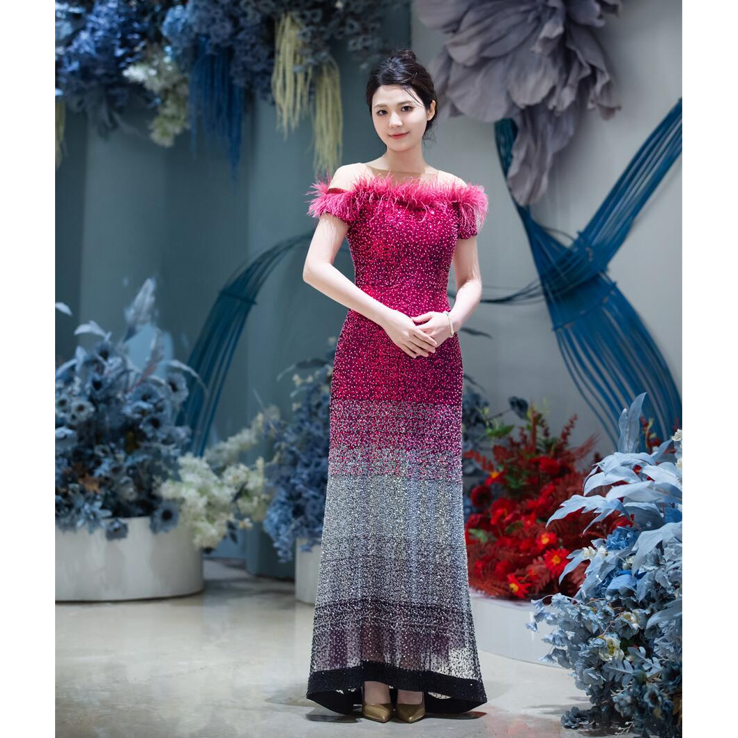 BOFEINA/帛妃娜高定礼服蕾丝大码显瘦气质夏季高贵奢华婚庆礼服