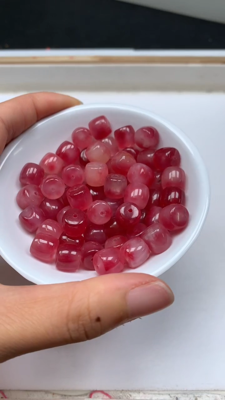 未镶嵌散珠玛瑙/玉髓D198 桃花 玉老型10*9mm10颗5.8元