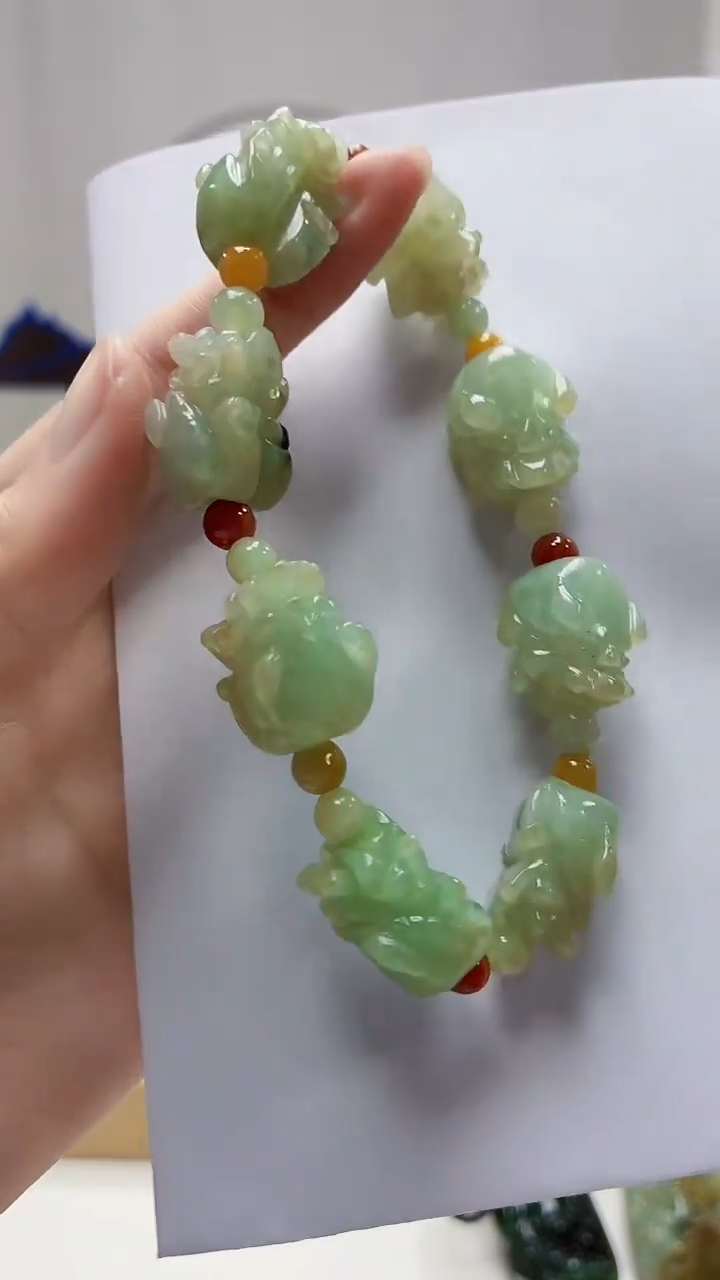 未镶嵌定制翡翠5060zm-毛货貔貅手串72