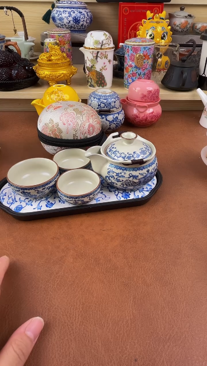 陶瓷茶具摆件旅行套组