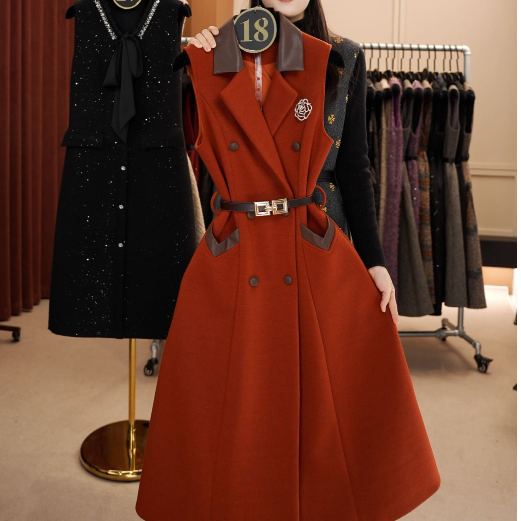 【宠粉价】赫本风轻奢美拉德气质无袖设计连衣裙NH-WX310