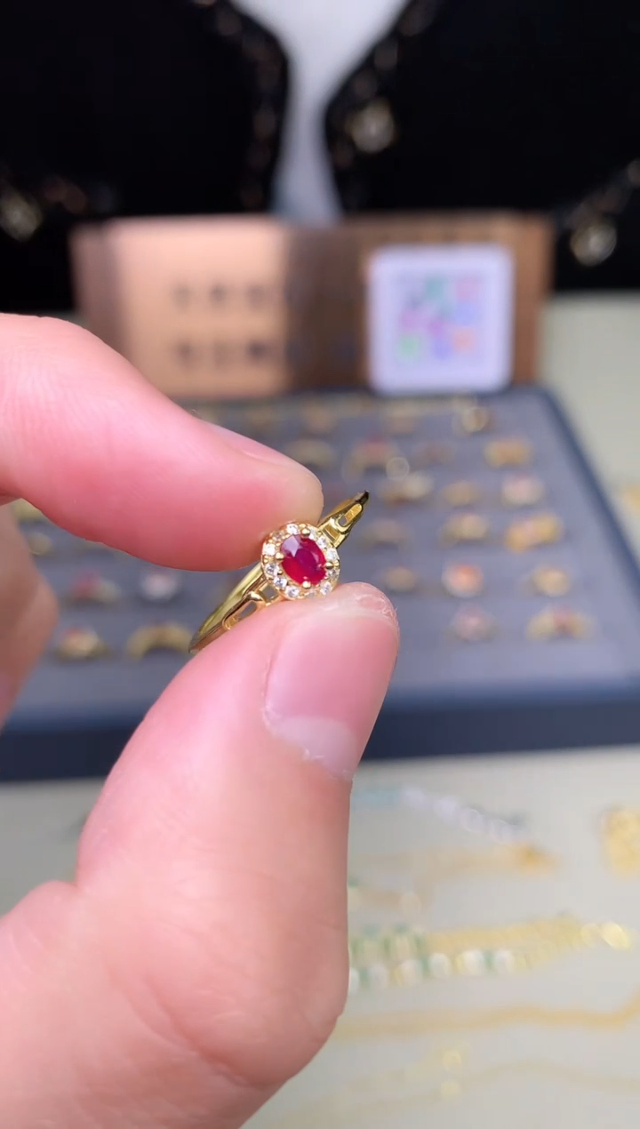 【闪购商品】红宝石戒指银S925镶嵌戒指