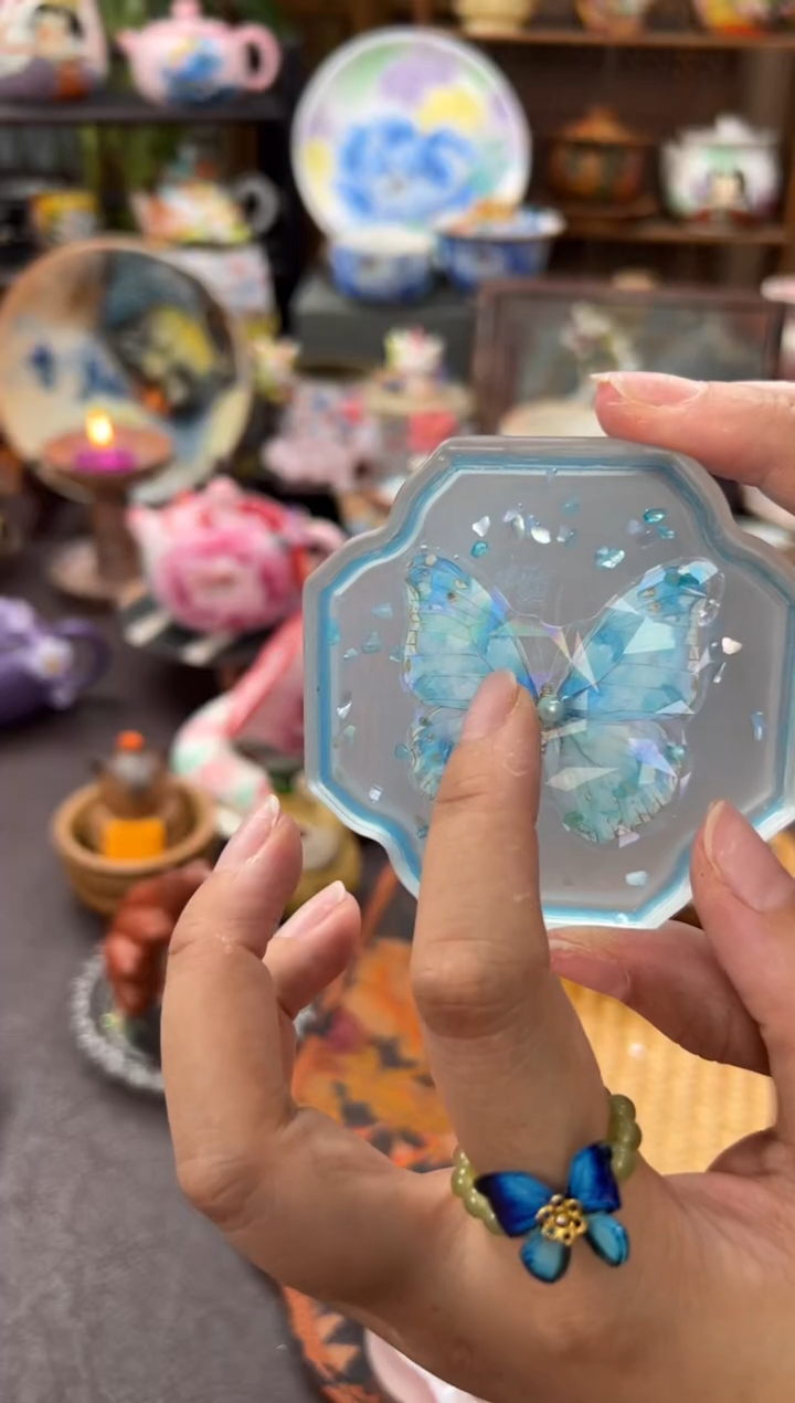 琉璃款蝴蝶梅花杯垫