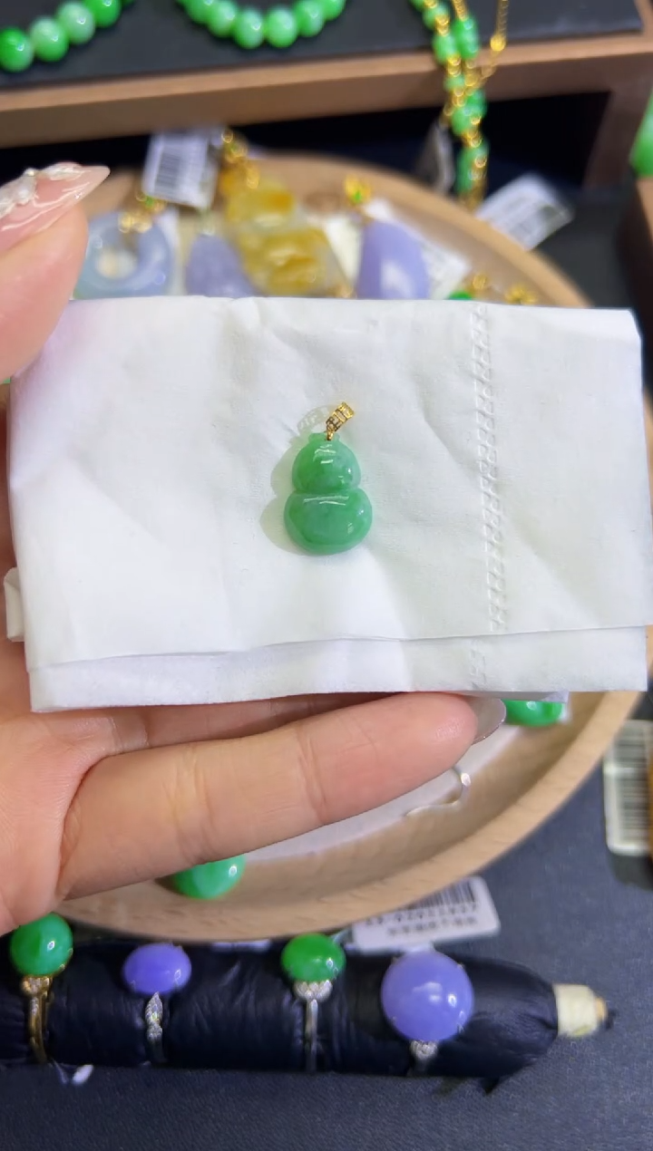 【闪购商品】翡翠颈饰18K金镶嵌Q缅料A货翡翠/支持复检/一件