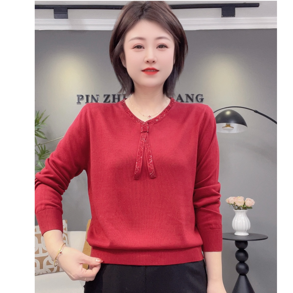 2025冬季新款设计感百搭洋气天丝长袖小衫83129