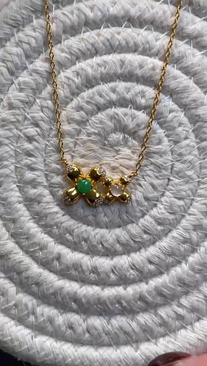 颈饰银S925镶嵌翡翠净货14761