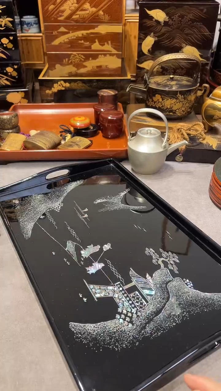 螺钿雕刻 茶盘 大漆漆器大漆漆器