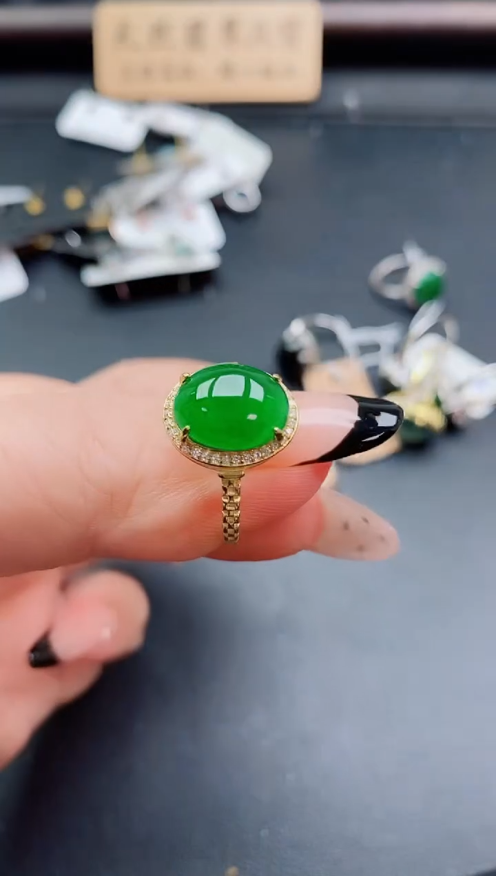 银S925镶嵌戒指翡翠1