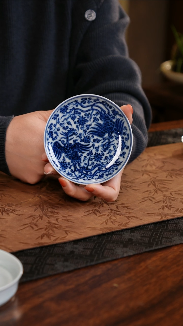 【闪购商品】杯子莹焰堂凤穿牡丹杯托