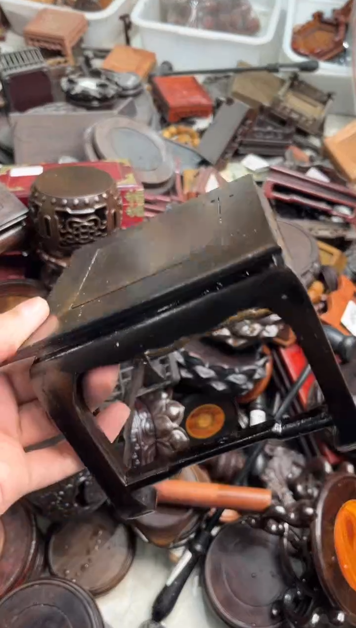 木67黑檀木正方小花架