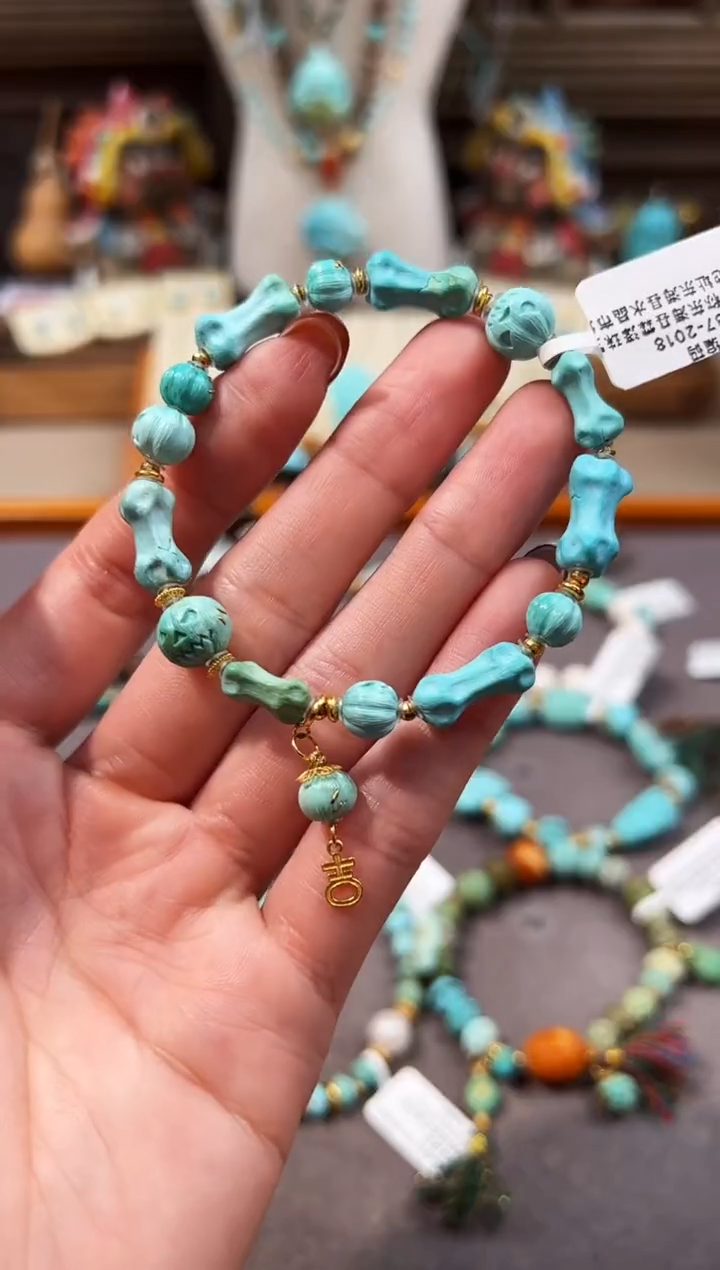 18K金镶嵌绿松石手链绿松石手链