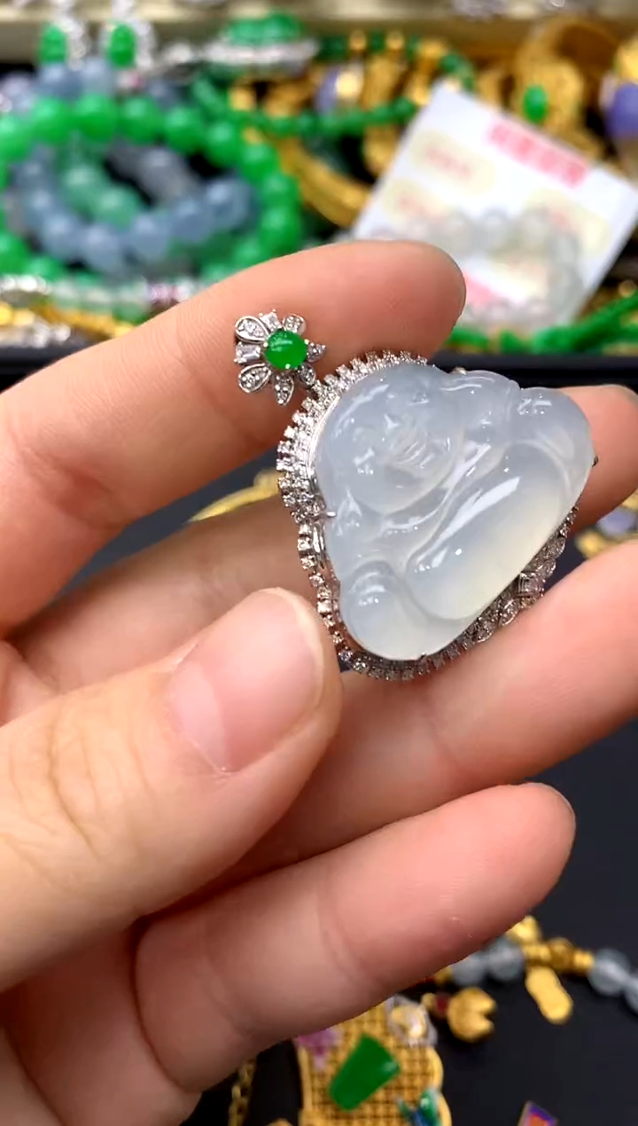 颈饰18K金镶嵌翡翠413-中国好珍宝