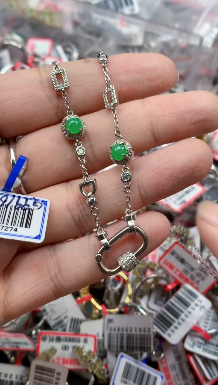 银S925镶嵌戒指翡翠天然A货缅甸翡翠