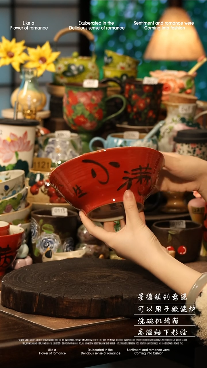 陶瓷景德镇高温釉下彩手工手绘款式