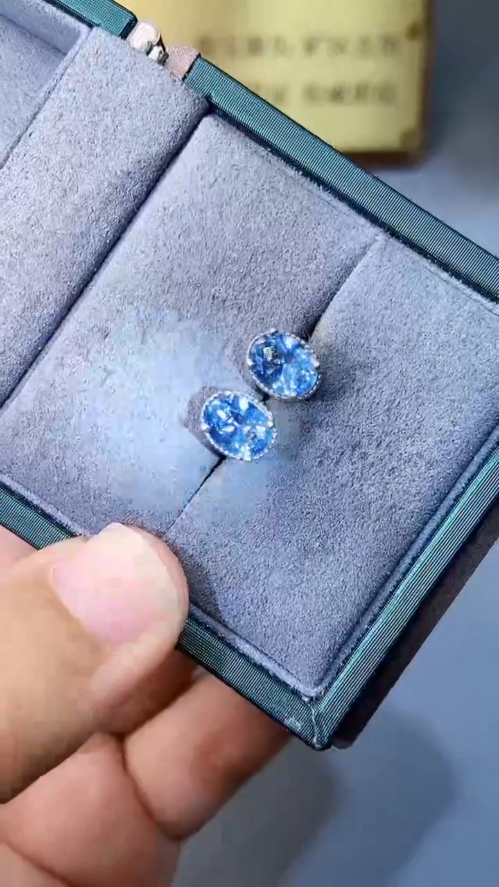 【闪购商品】海蓝宝石耳饰银S925镶嵌354