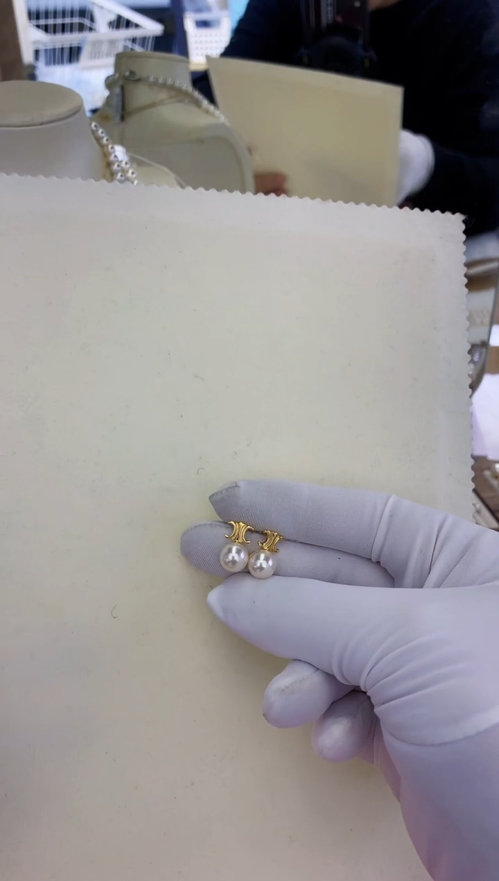 银S925镶嵌饰品海水珍珠凯旋门耳饰