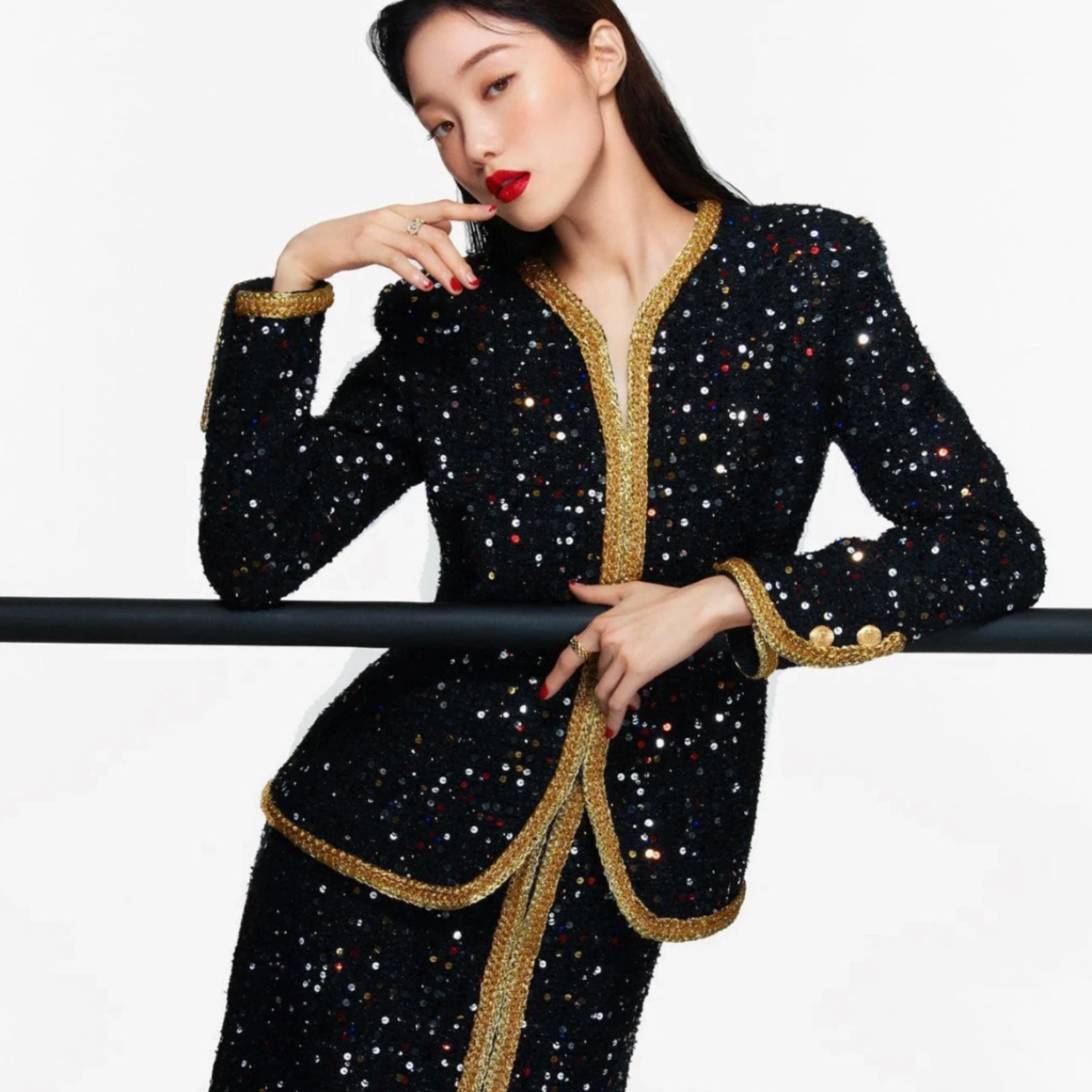 99新 Chanel/香奈儿 22S彩色亮片金线滚边外套 