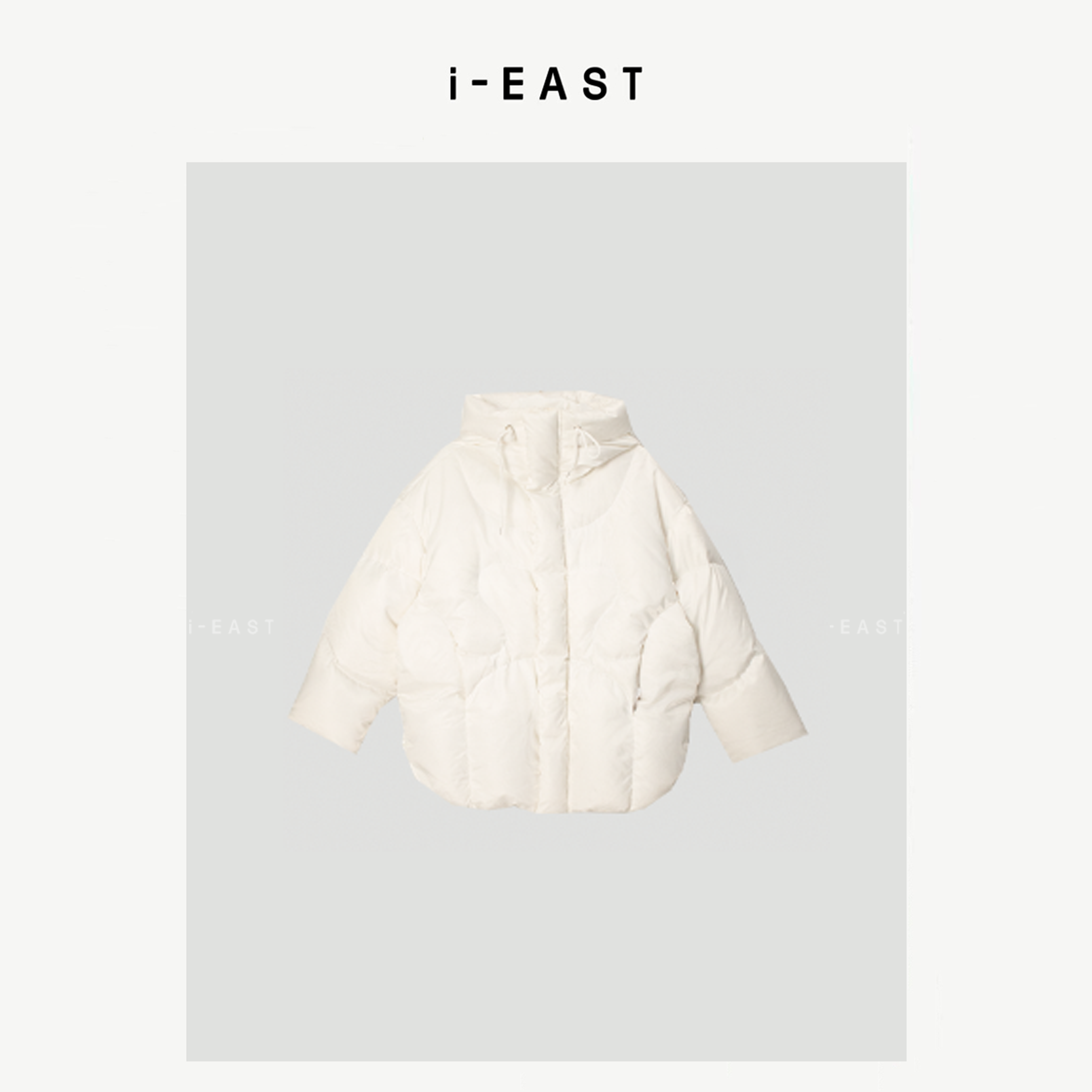 i-EAST 北极下雪季~压线宽松设计感连帽羽绒服外套-4D Y24426B