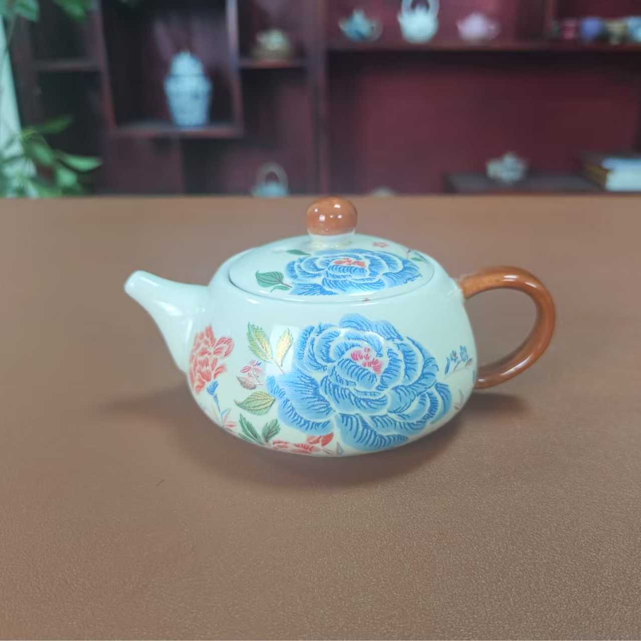 【闪购链接】亮光牡丹茶壶KK010