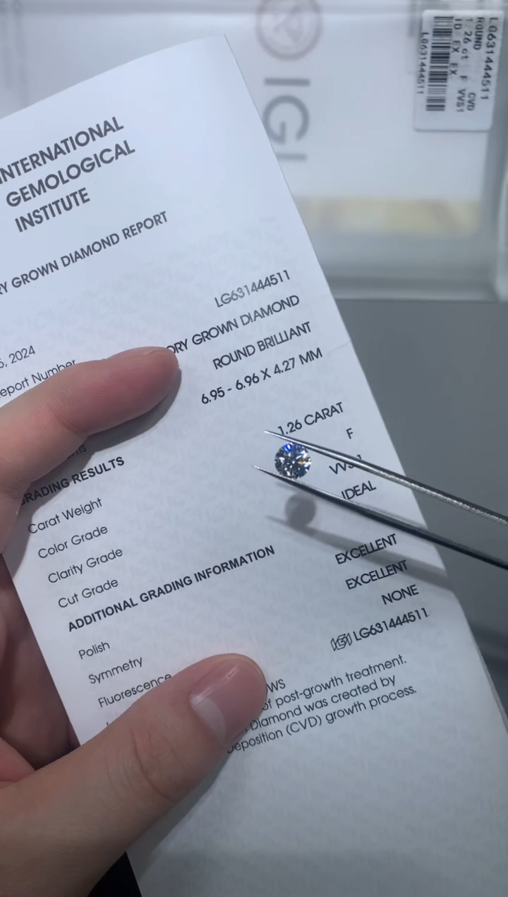 【闪购商品】实验室培育钻石裸石未镶嵌1.26F631444511