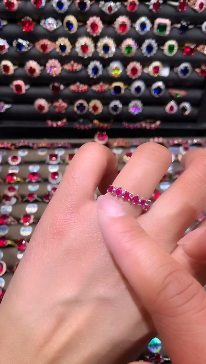 【闪购商品】红宝石戒指银S925镶嵌白