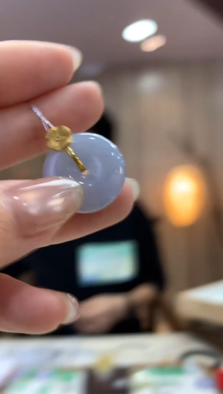 翡翠18K金镶嵌吊坠(不含链)平安扣