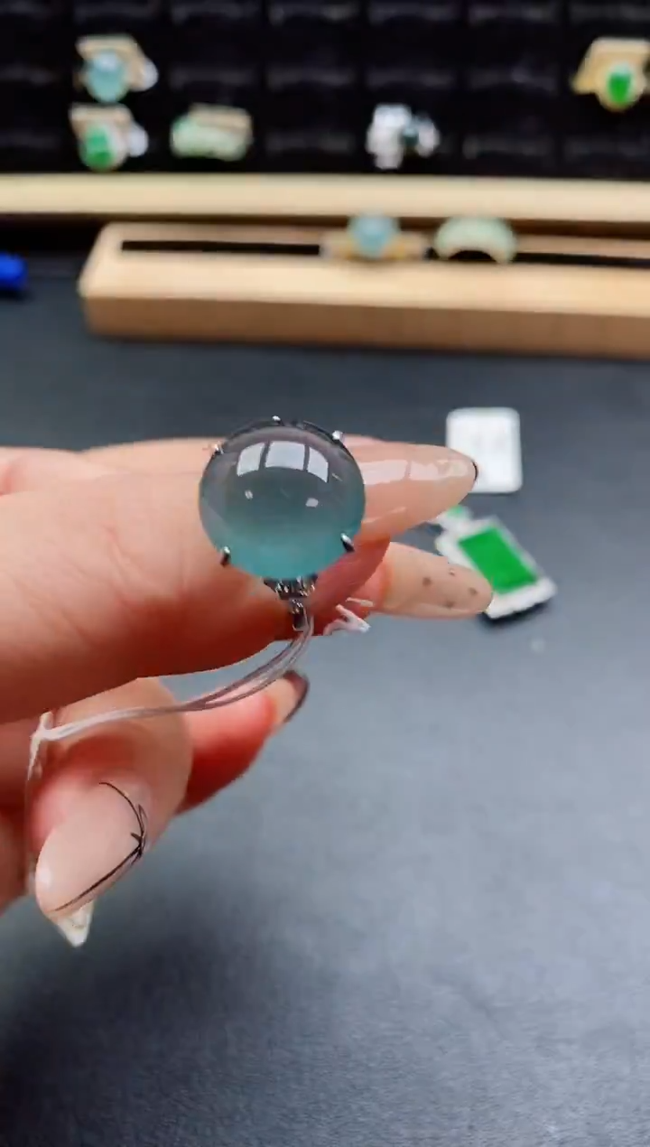 银S925镶嵌戒指翡翠1