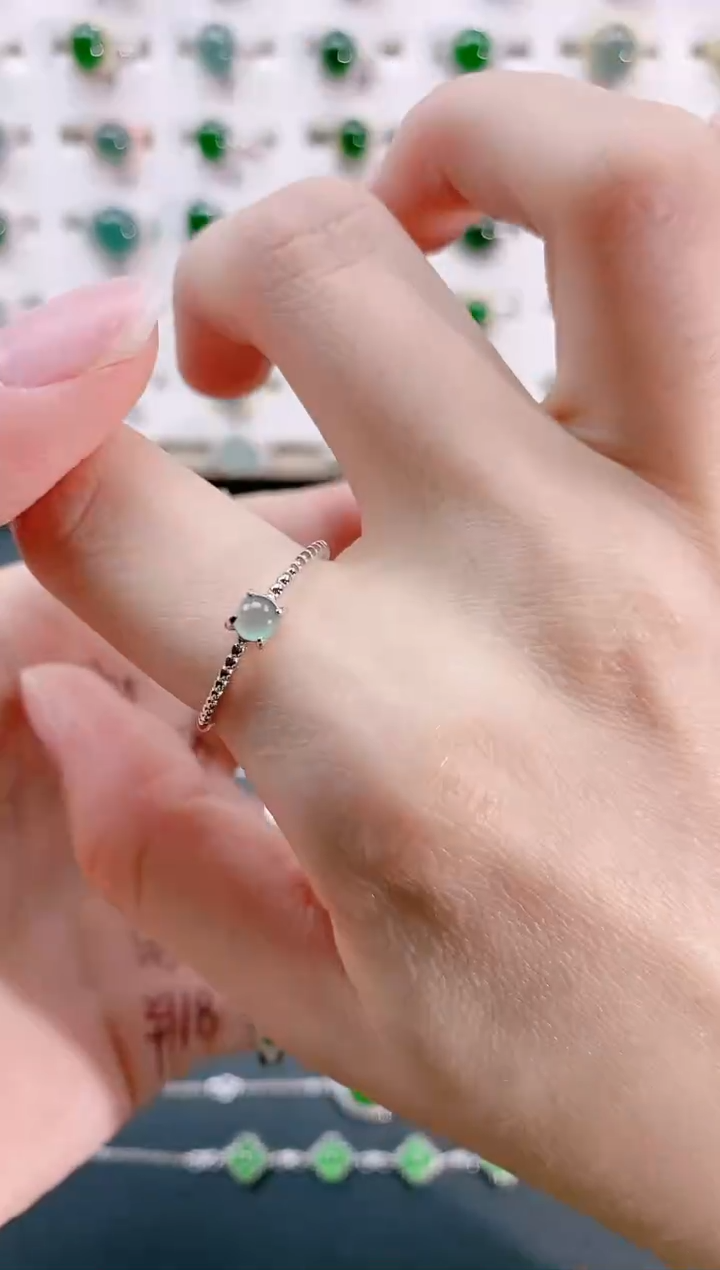 【闪购商品】翡翠戒指银S925镶嵌天然翡翠