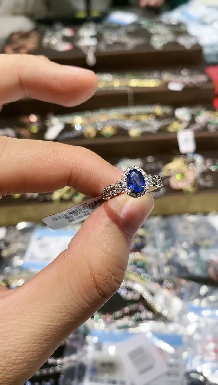 【闪购商品】蓝宝石戒指银S925镀金镶嵌戒指