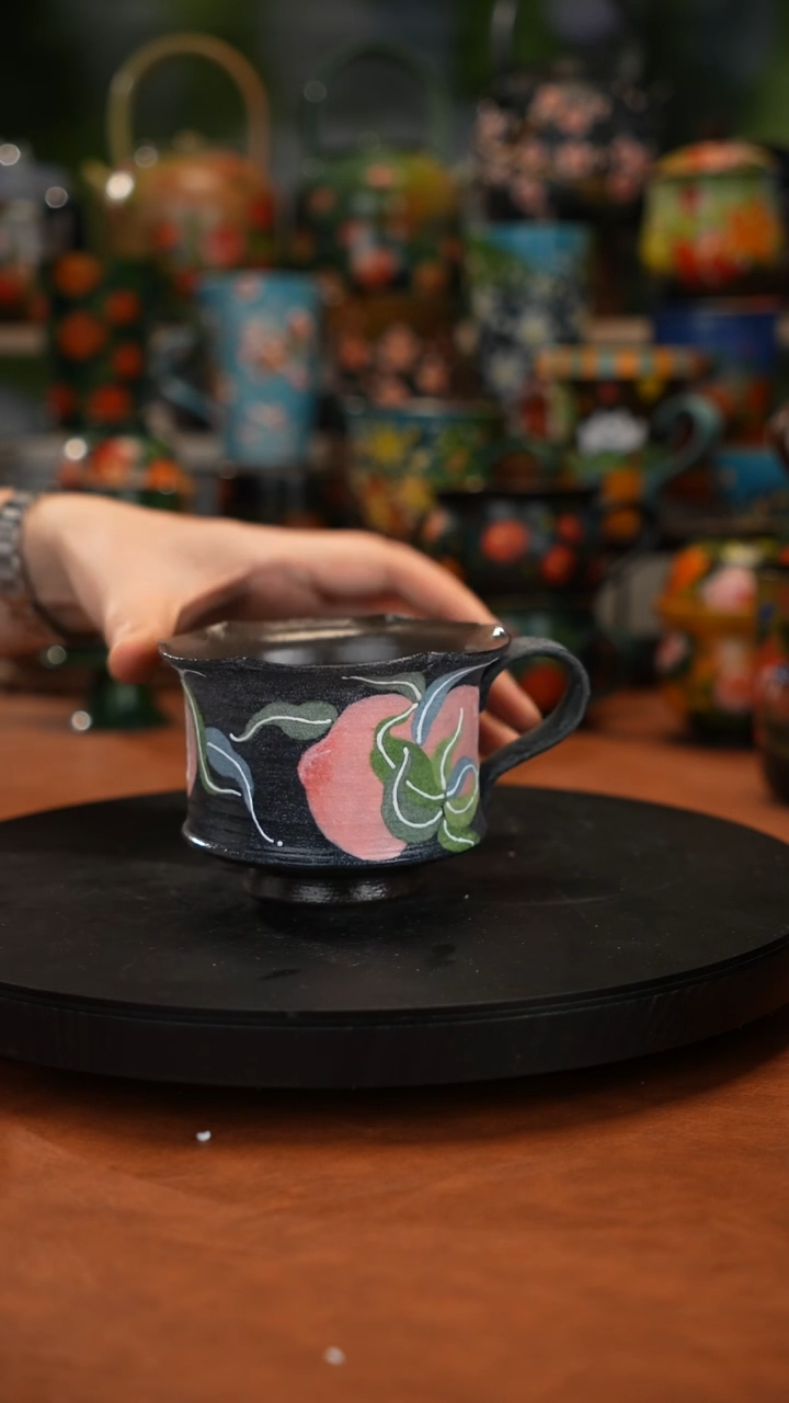 紫砂油画手绘釉下彩