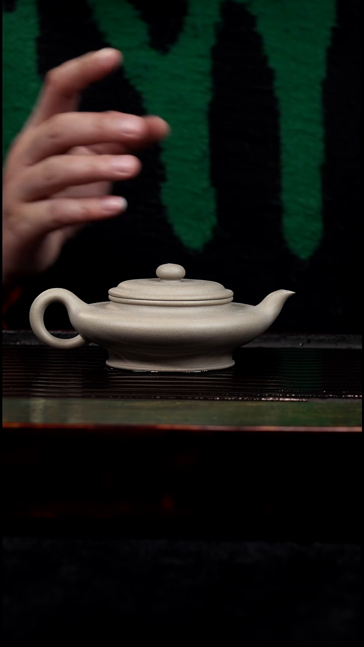 茶壶紫砂精工半手工本绿焐灰虚扁