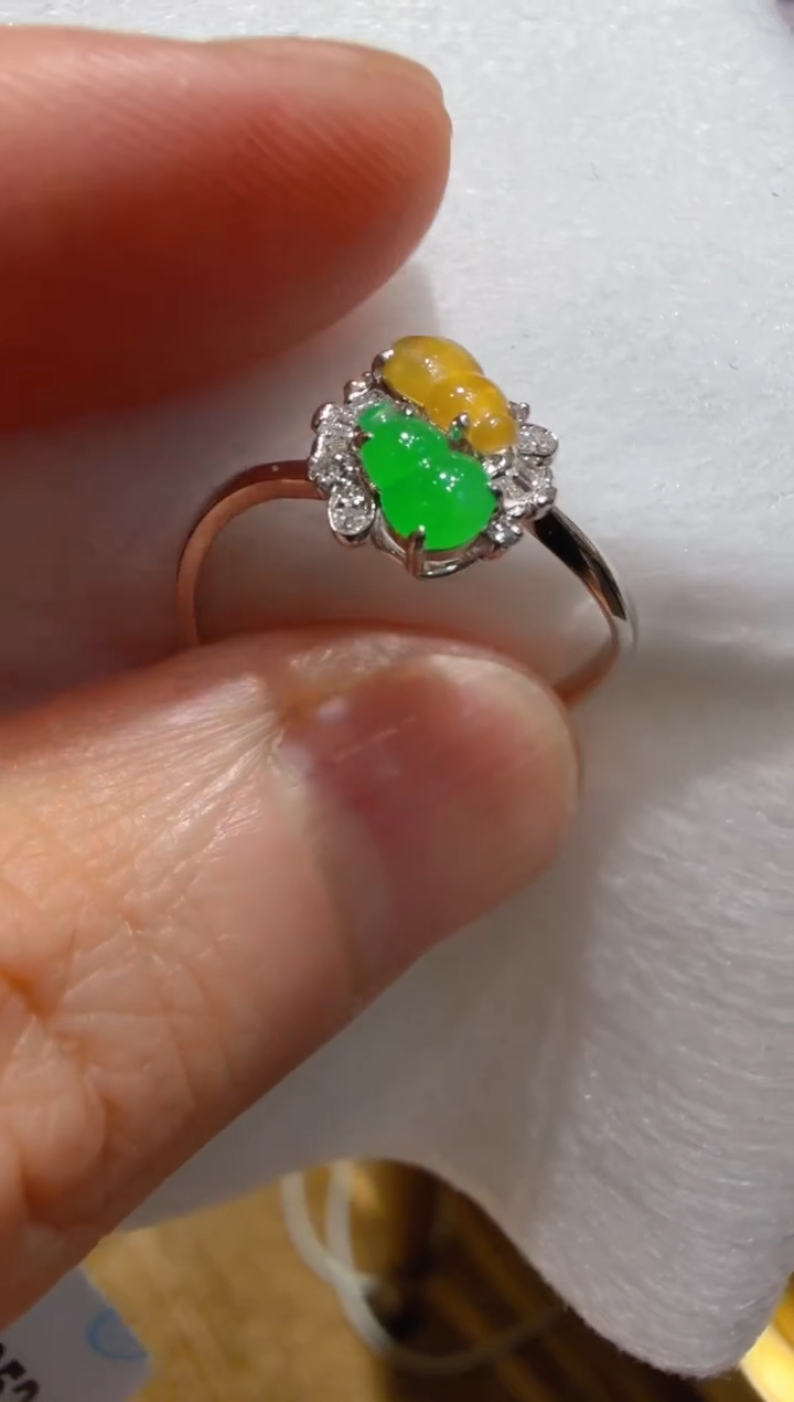 18K金镶嵌戒指翡翠多样性团购发一件