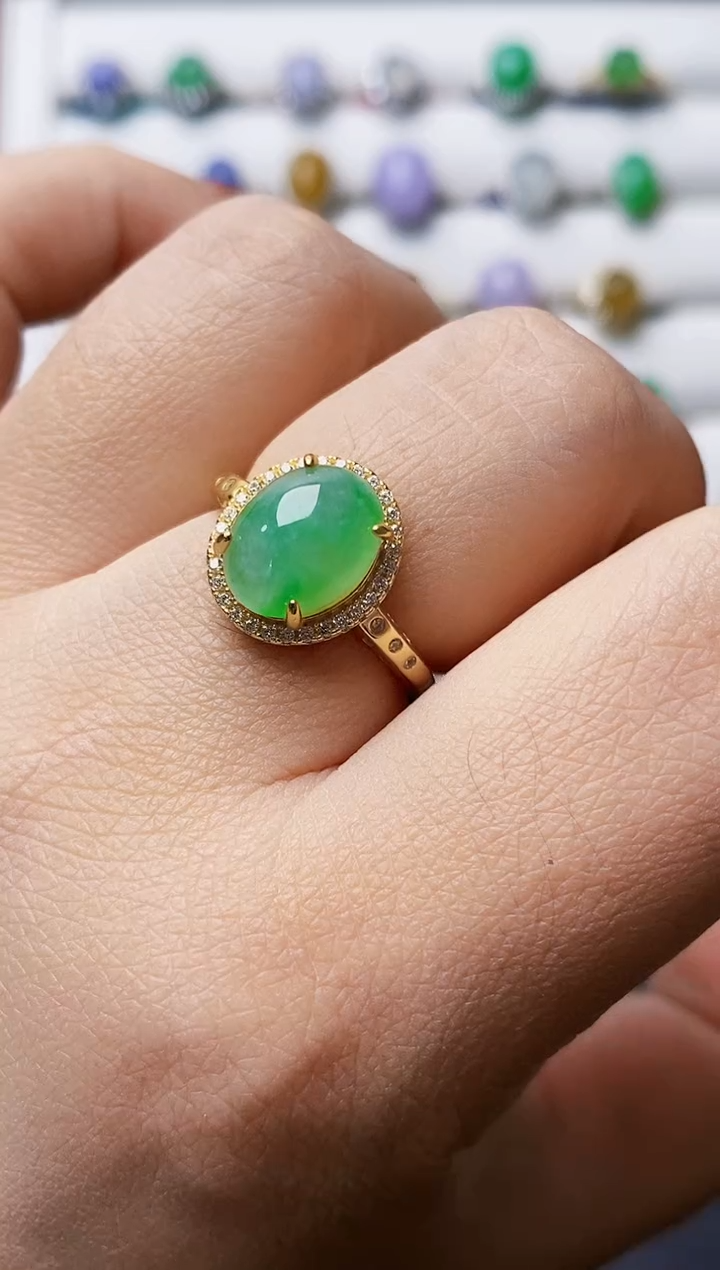 银S925镶嵌戒指翡翠0590