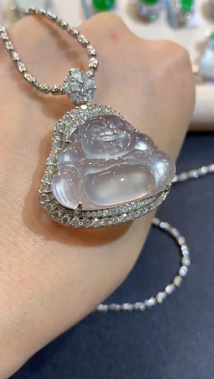 吊坠(不含链)18K金镶嵌翡翠A102 