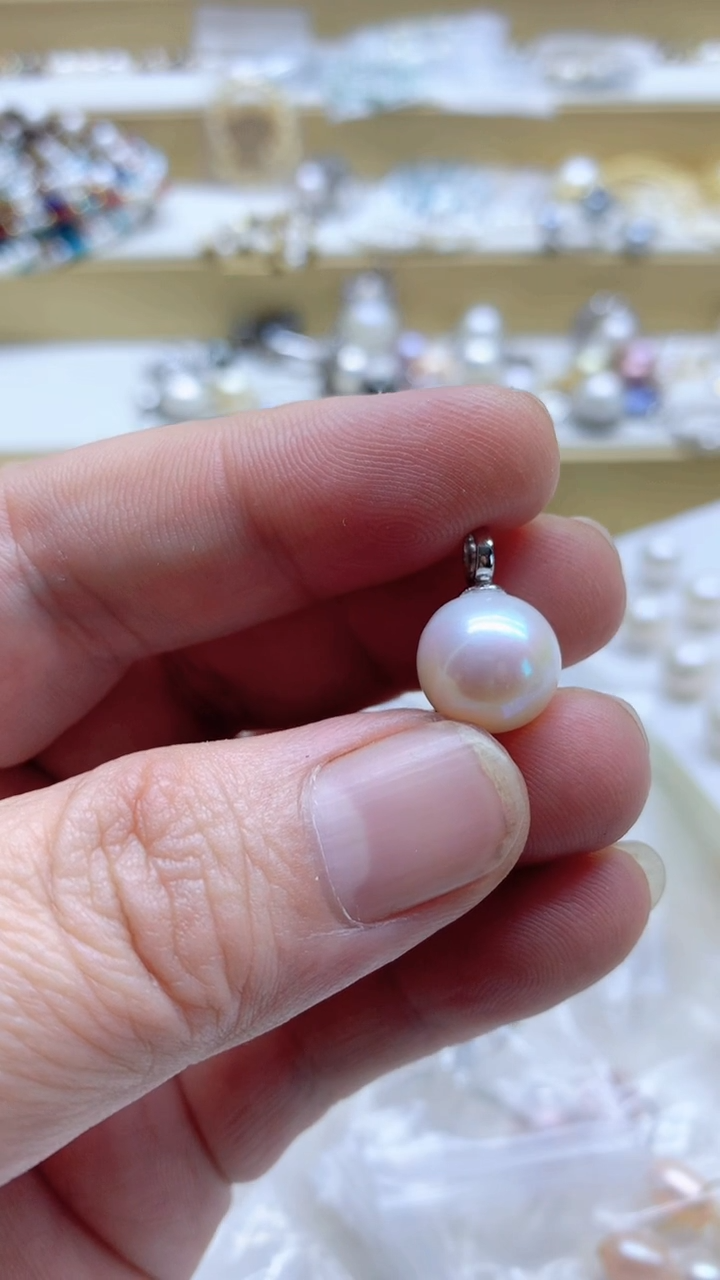 银S925镶嵌耳饰淡水珍珠11.3mm