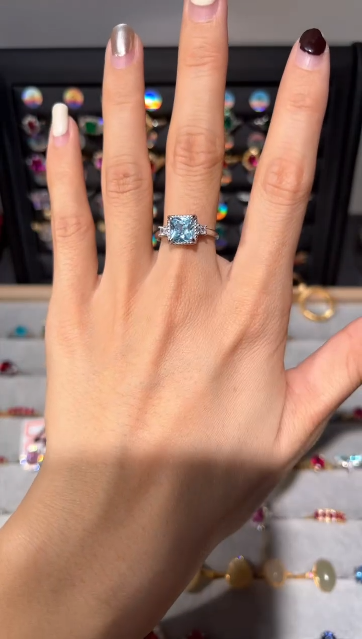 【闪购商品】海蓝宝石戒圈银S925镶嵌00000