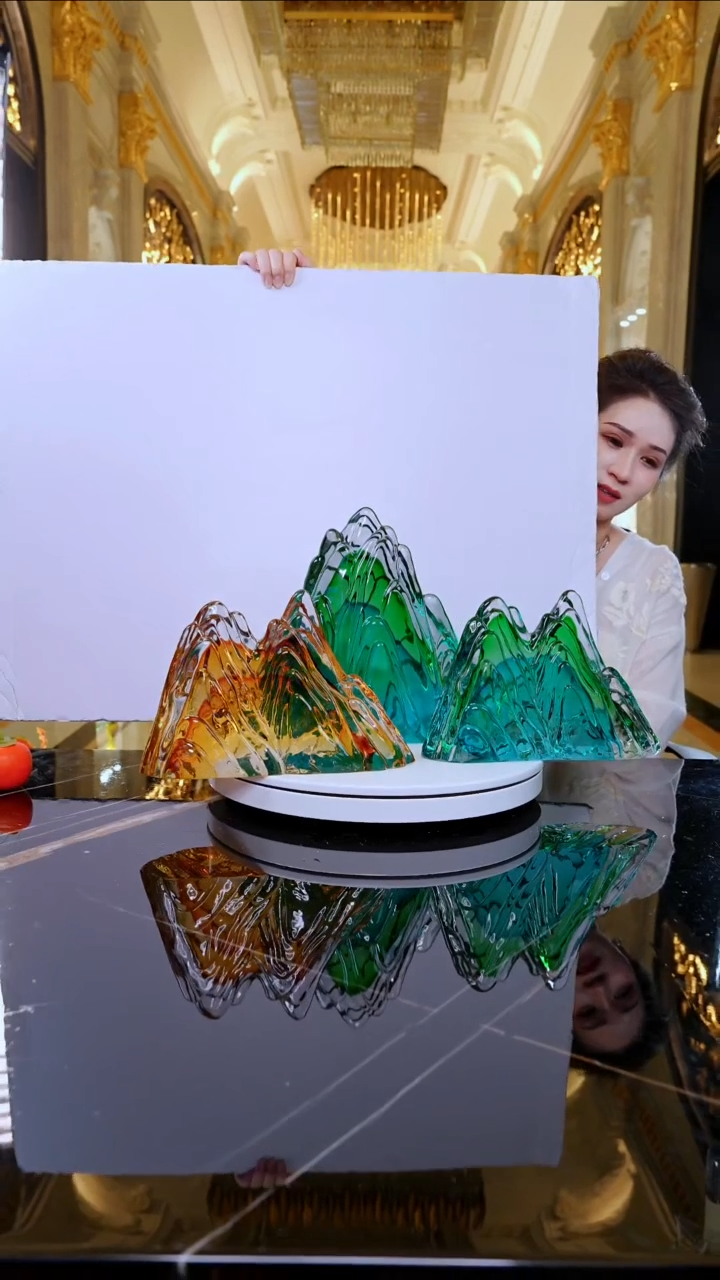 摆件云*朵绿色山摆件一个大号+2个中号