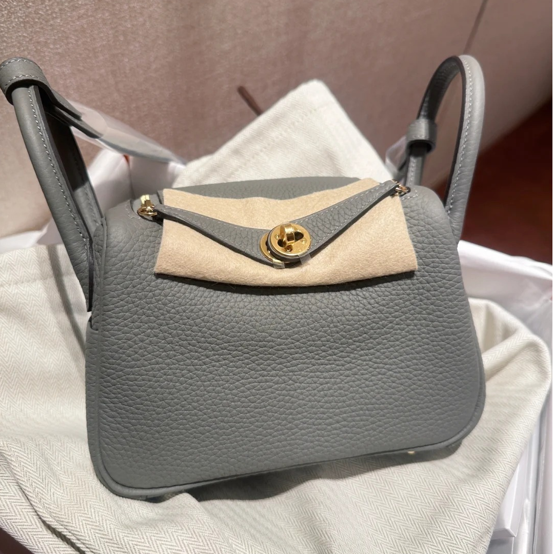 99新 Hermes/爱马仕 小花JerryLindy Mini 积雨云灰 U刻包