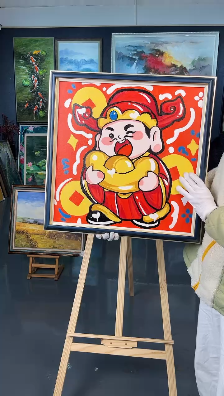 【闪购商品】油画4号 50*50 财神-手绘油画