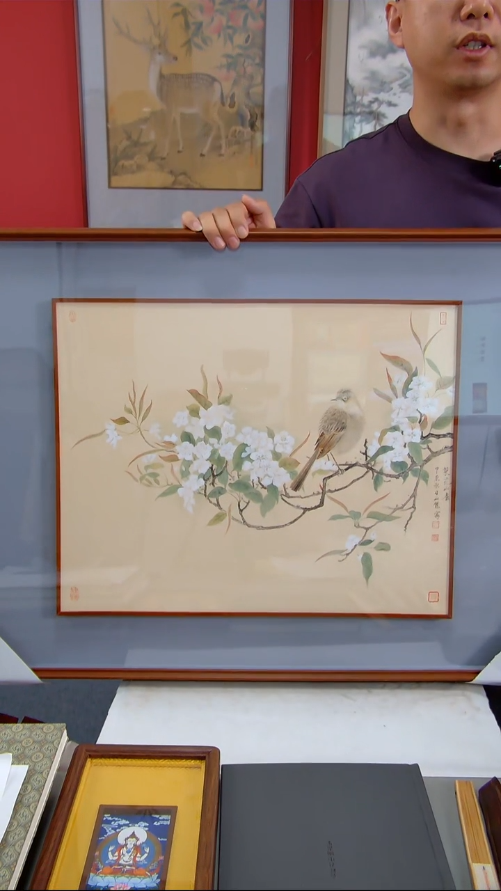 国画孟山杰《平安喜乐》装裱85*62