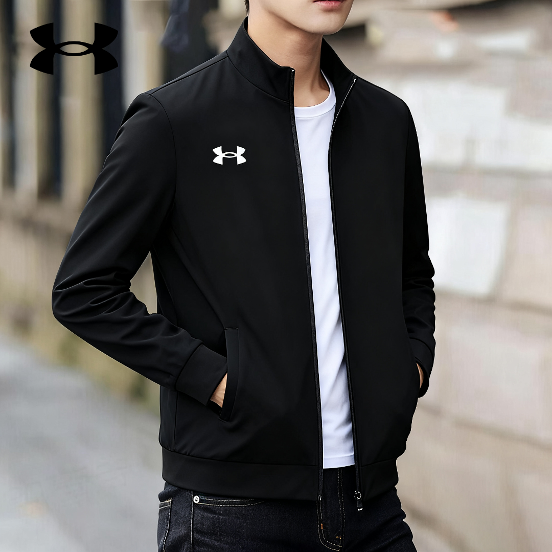 安德玛男子秋季新款防风立领夹克休闲舒适跑步运动训练休闲开衫男