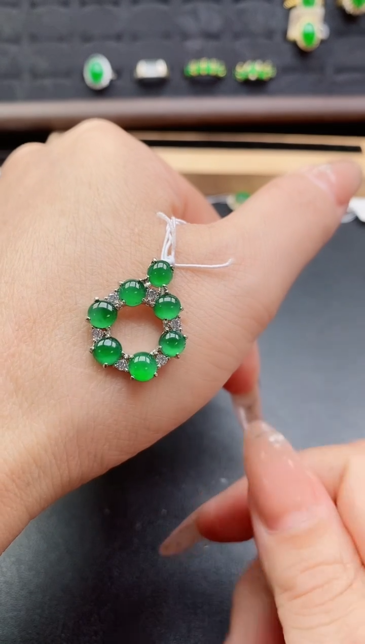 吊坠(赠链)银S925镶嵌翡翠1