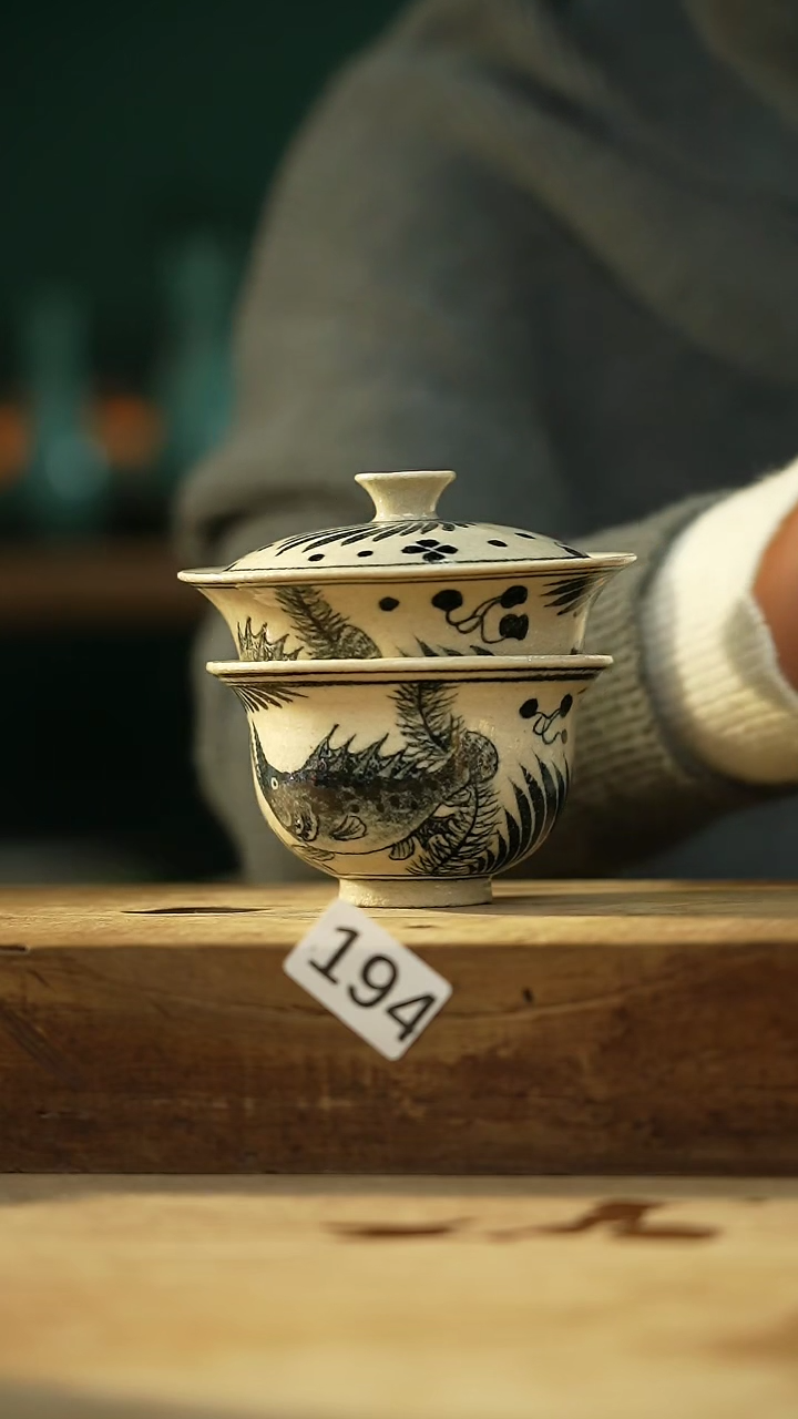 【闪购商品】瓷片海藻鱼盖碗+杯·盖碗/设计师 牧渔 款