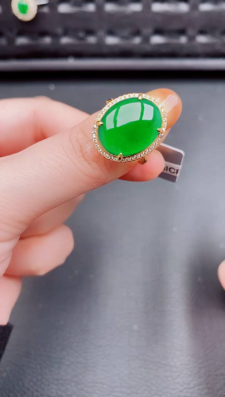 【闪购商品】翡翠戒指银S925镶嵌天然a货翡翠335