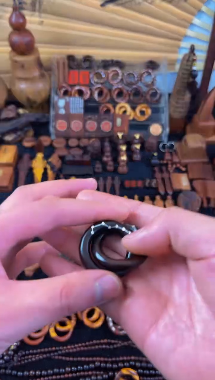 【闪购商品】木枣木玉化镶嵌银七星小乾坤圈吊坠