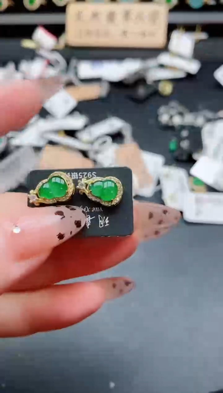 银S925镶嵌戒指翡翠1