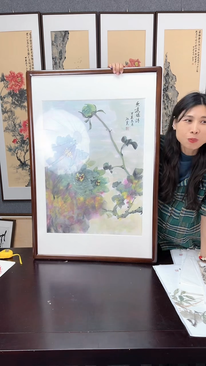 【闪购商品】国画牡丹 实木装裱