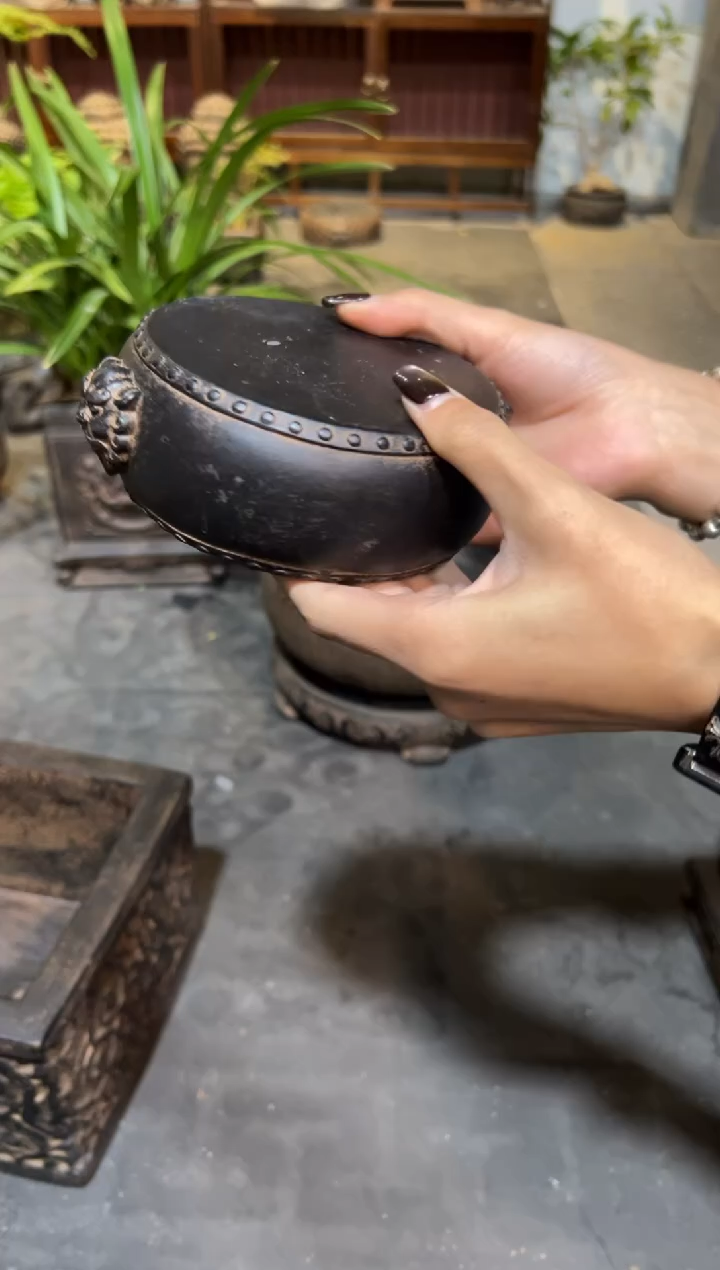 陶土双面兽头鼓（微瑕）