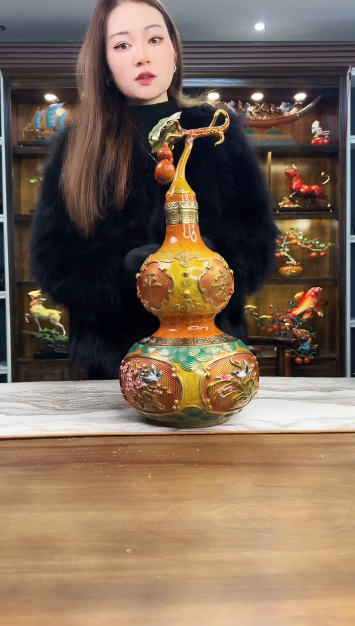 【闪购商品】四季平安 黄铜葫芦 高度 42CM