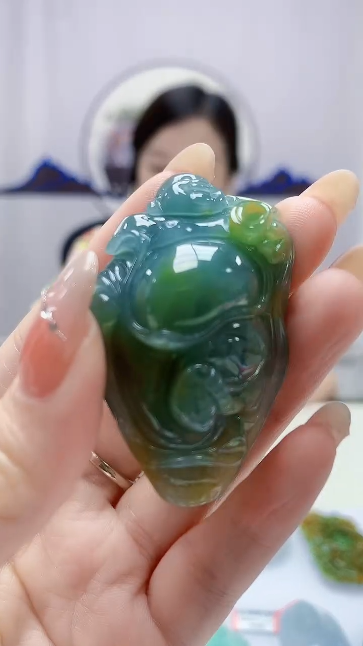 定制翡翠未镶嵌4852DD-毛货挂件60